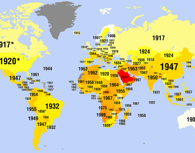 El mapa del voto femenino en el&nbsp;mundo